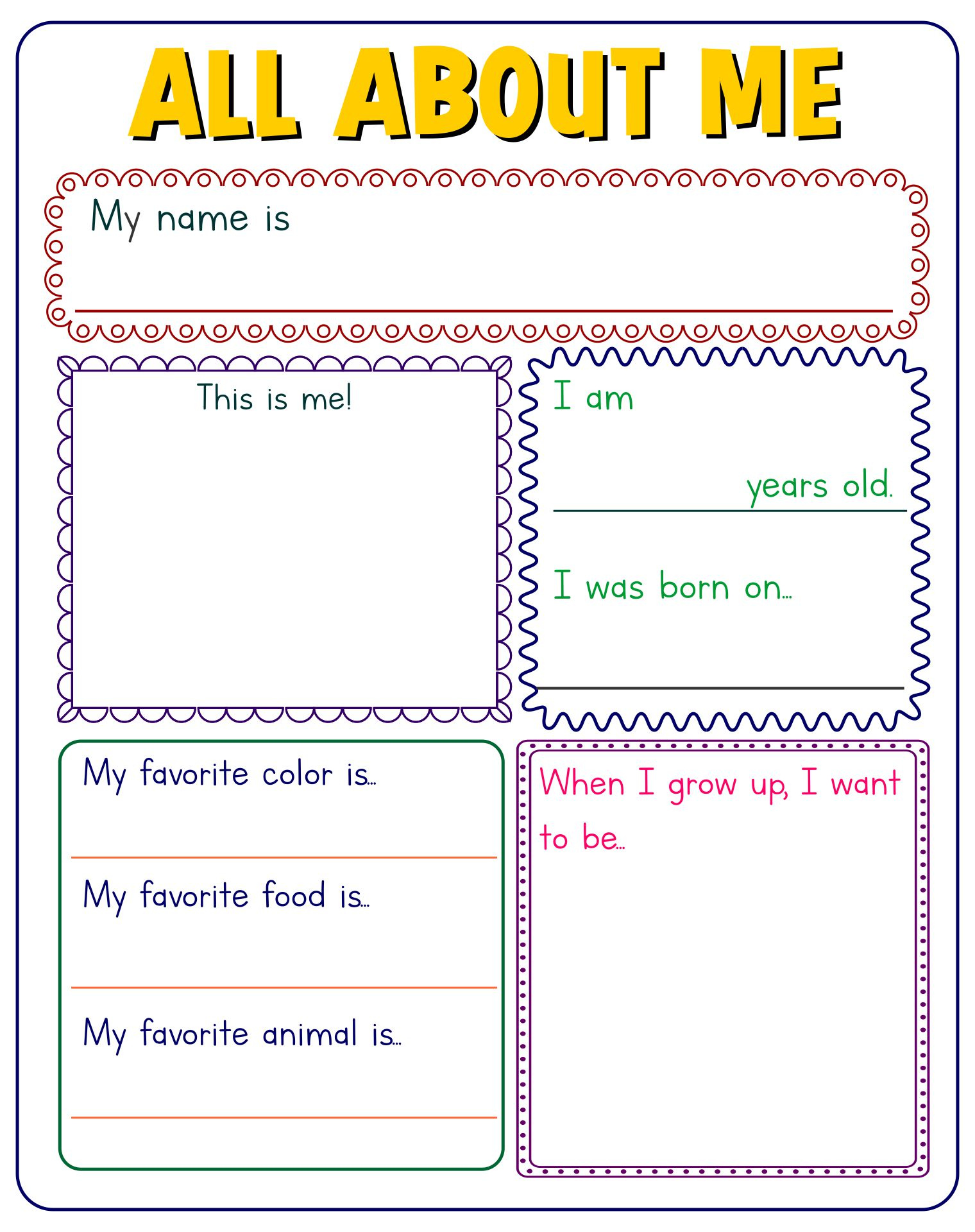  All About Me Template Adults All About Me Worksheets