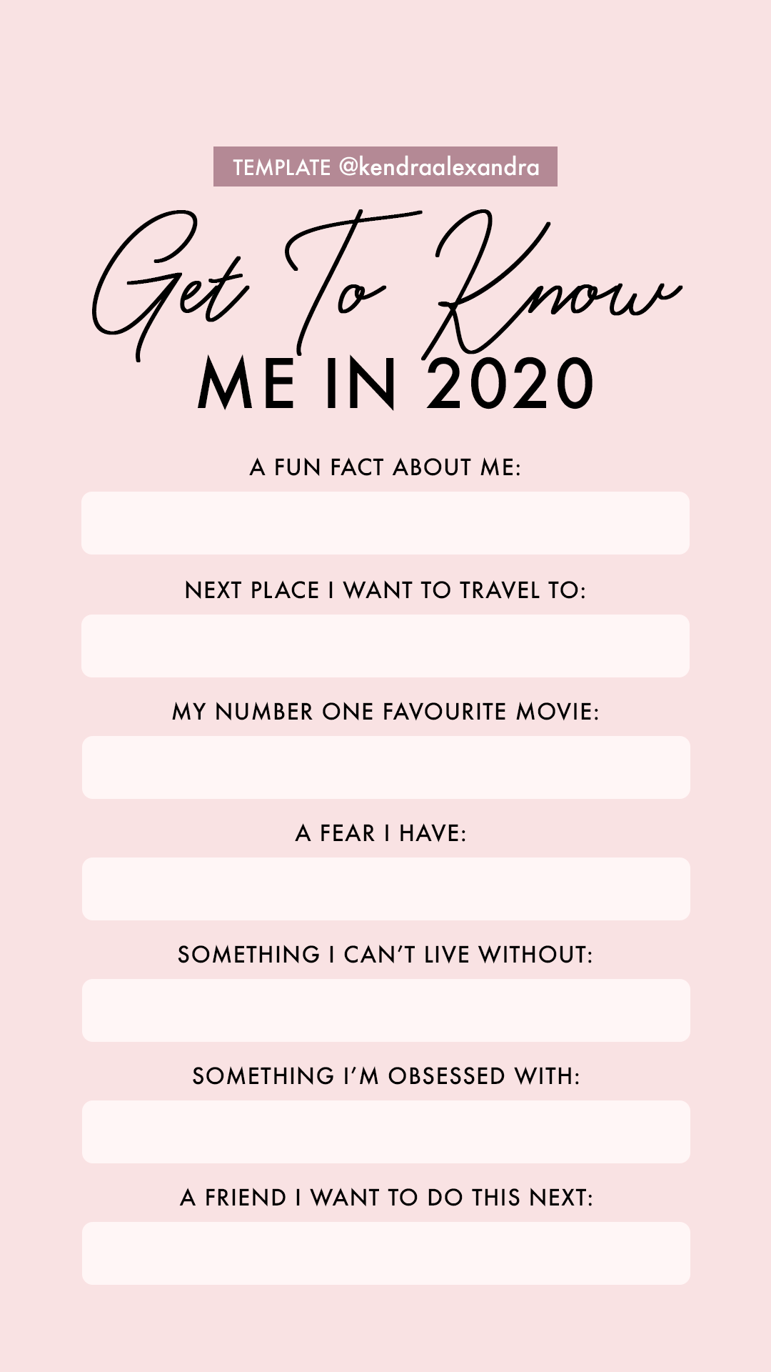 2020 Get To Know Me Q A Instagram Story Template Instagram Story 