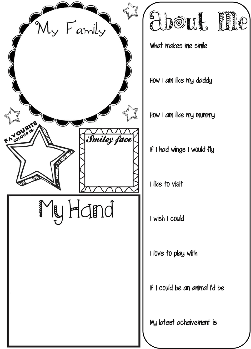 All About Me Activity Sheet Page 2 2 About Me Activities All About 