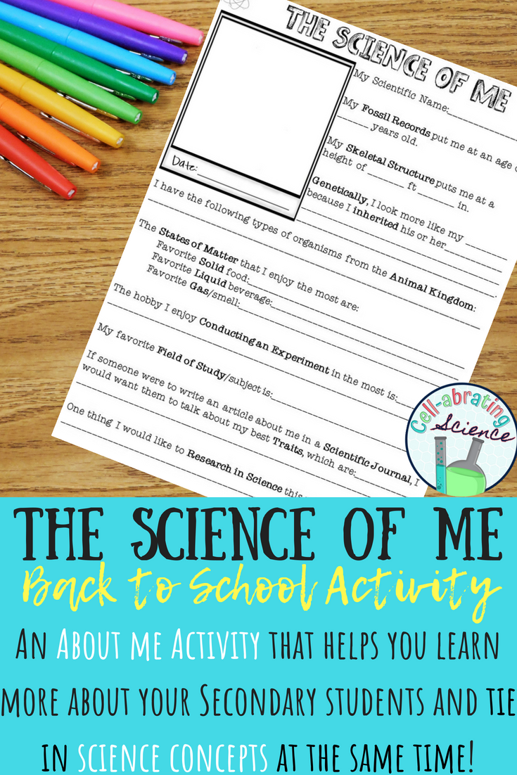 All About Me Activity The Science Of Me About Me Activities Middle 