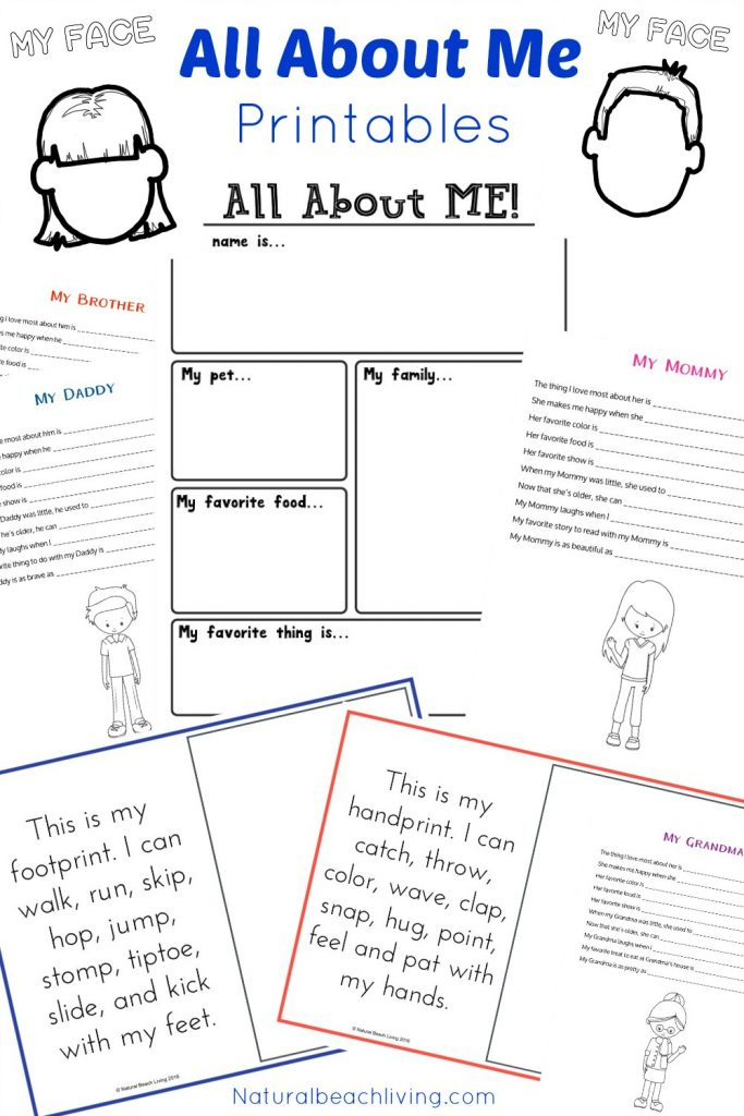 All About Me Activity Theme For Preschool Kindergarten Natural 