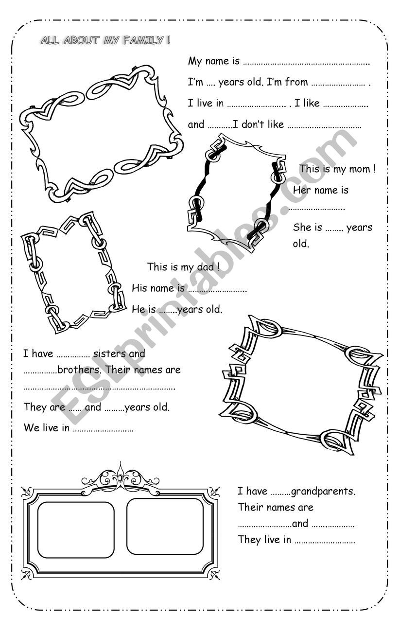 All About Me And My Family ESL Worksheet By Nadia Chaouch