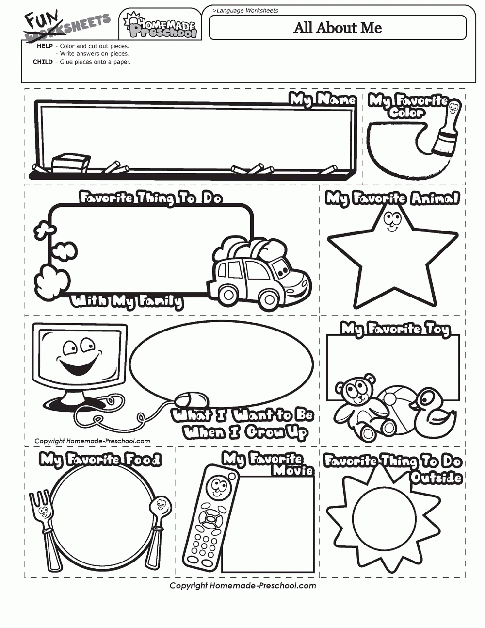 All About Me Coloring Page For Pages All About Me Worksheet All 