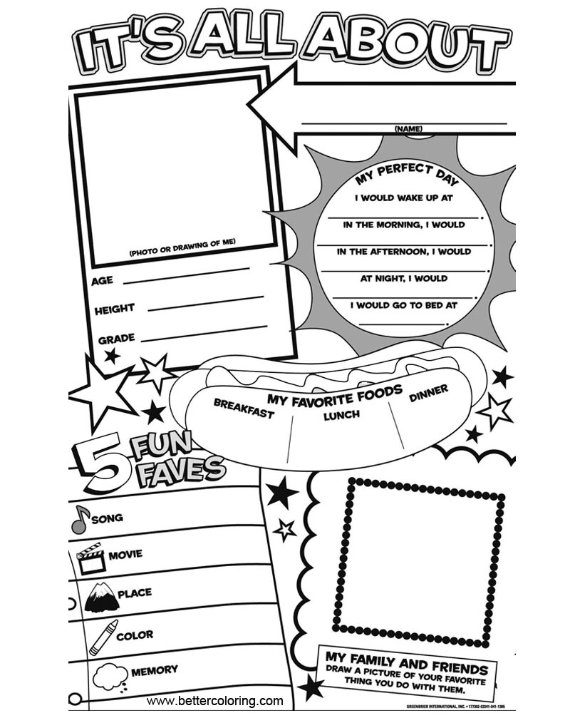 All About Me Coloring Pages Get To Know Me Worksheets Free Printable 