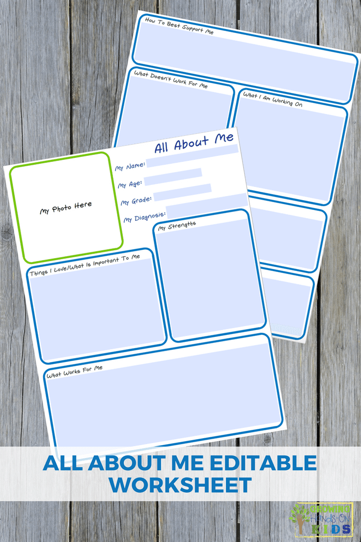 All About Me Editable Worksheet For Special Needs Families