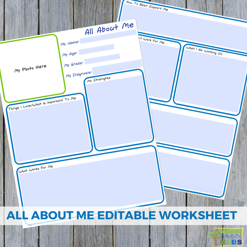 All About Me Editable Worksheet For Special Needs Families