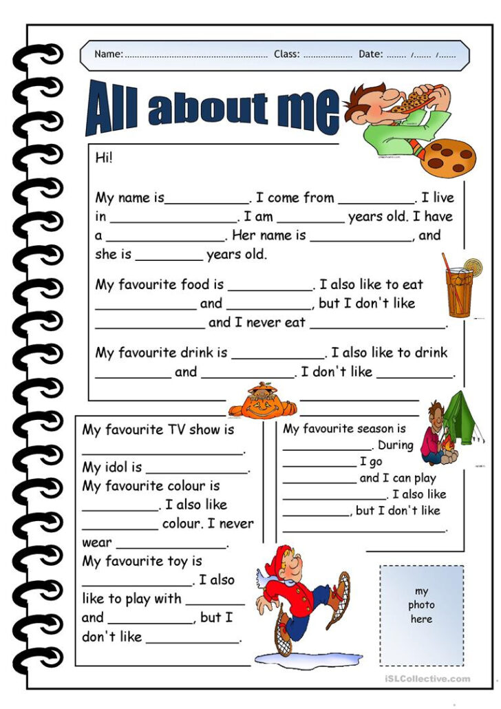 All About Me Esl Worksheet