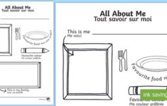 All About Me English French Colouring Worksheet