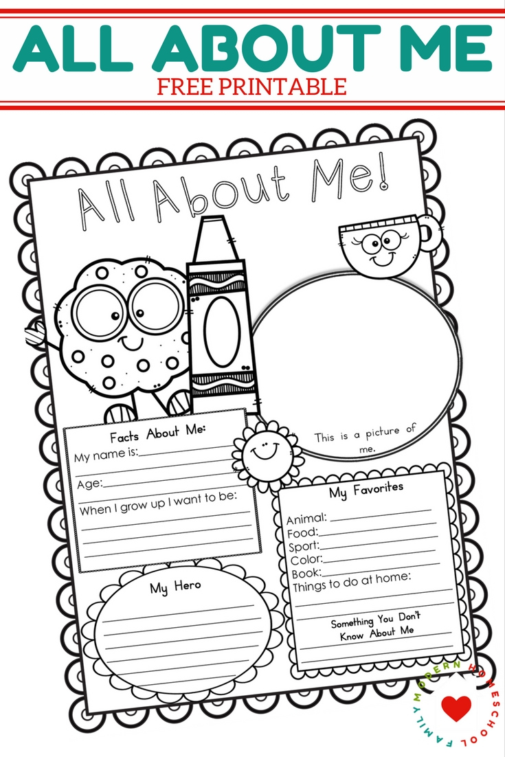 All About Me Free Printable Pinterest Modern Homeschool Family