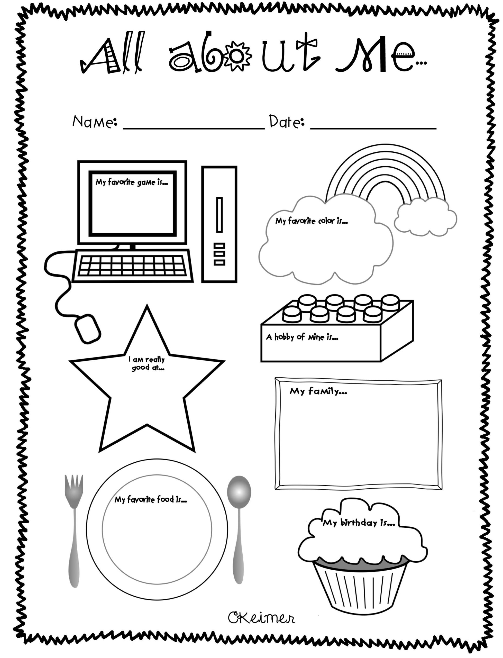 All about me getting to know students 2 Kindergarten Worksheets 