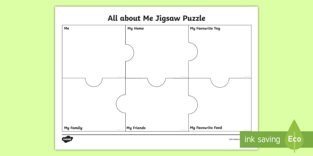 All About Me Jigsaw Worksheet Puzzle Activity Transition