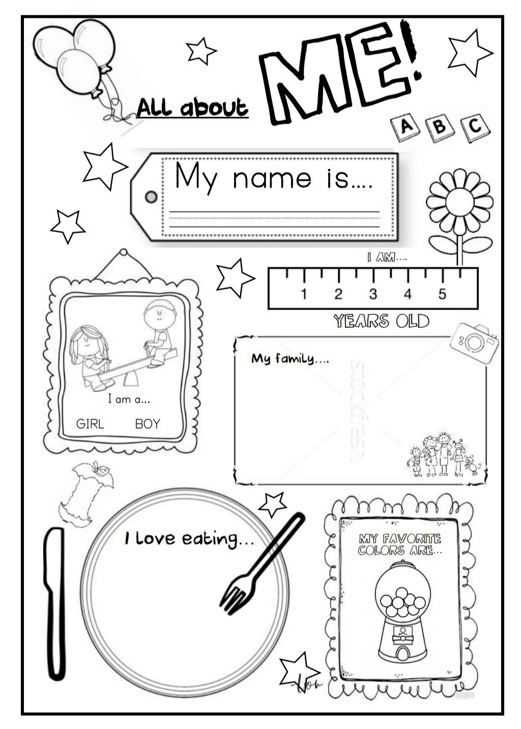 All About Me Kindergarten Worksheets All About Me Preschool Online 