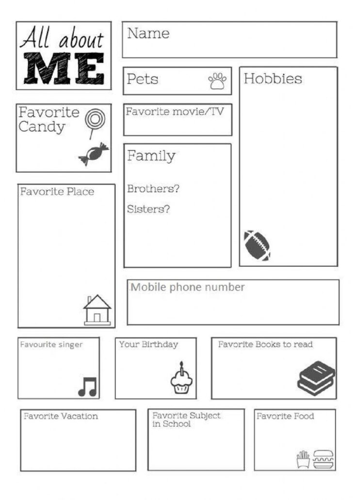 All About Me Worksheet For High School Students