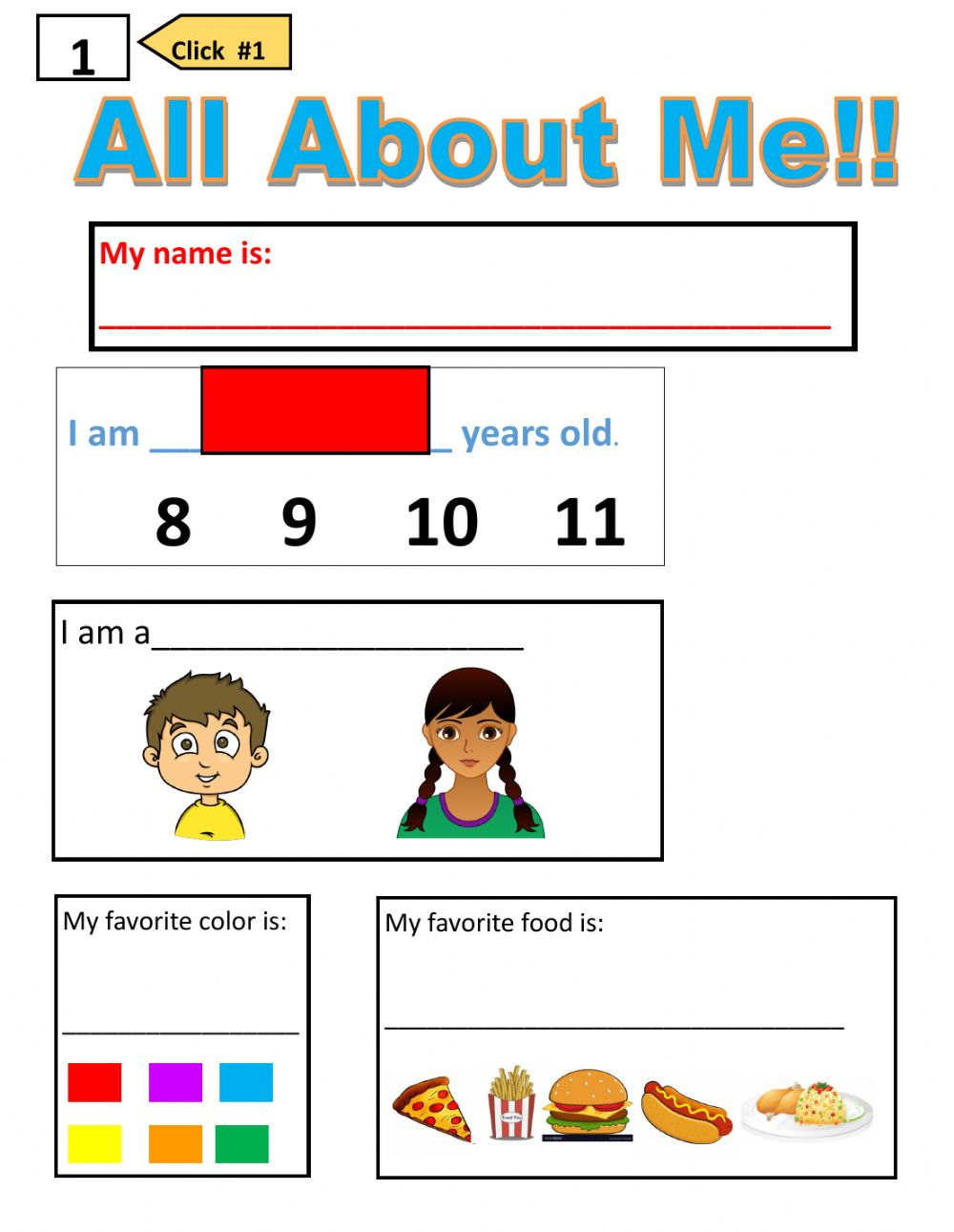 All About Me Online Pdf Worksheet