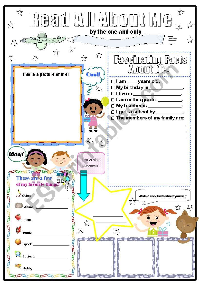 All About Me Poster ESL Worksheet By Kneezah 