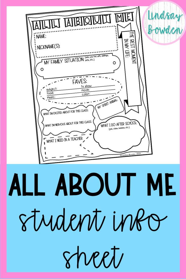 All About Me Student Info Sheet Great For The First Day Or Week Of 