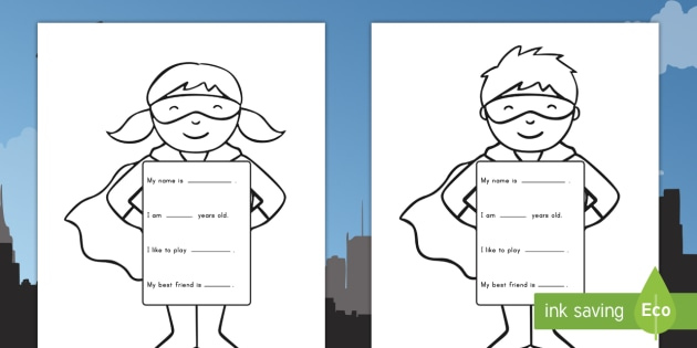 All About Me Superhero Worksheet
