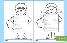 All About Me Superhero Worksheet Worksheet English French