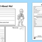 All About Me Template Kindergarten Worksheets