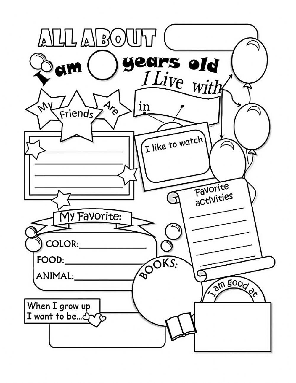 All About Me Worksheet