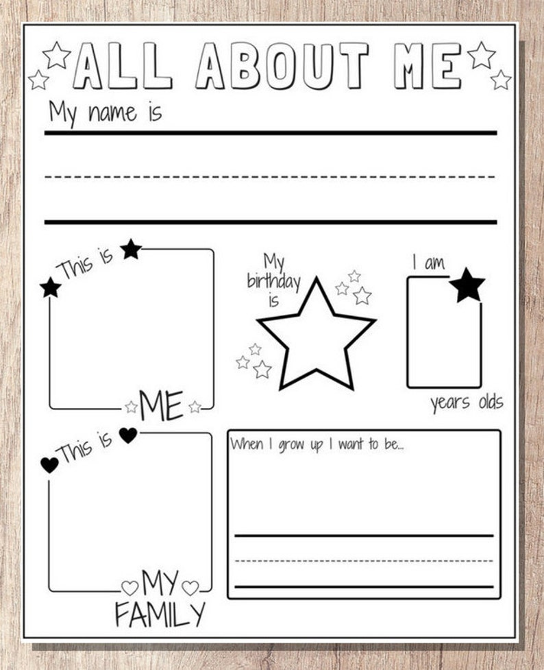 ALL ABOUT ME Worksheet Back to School First Day Learning Etsy