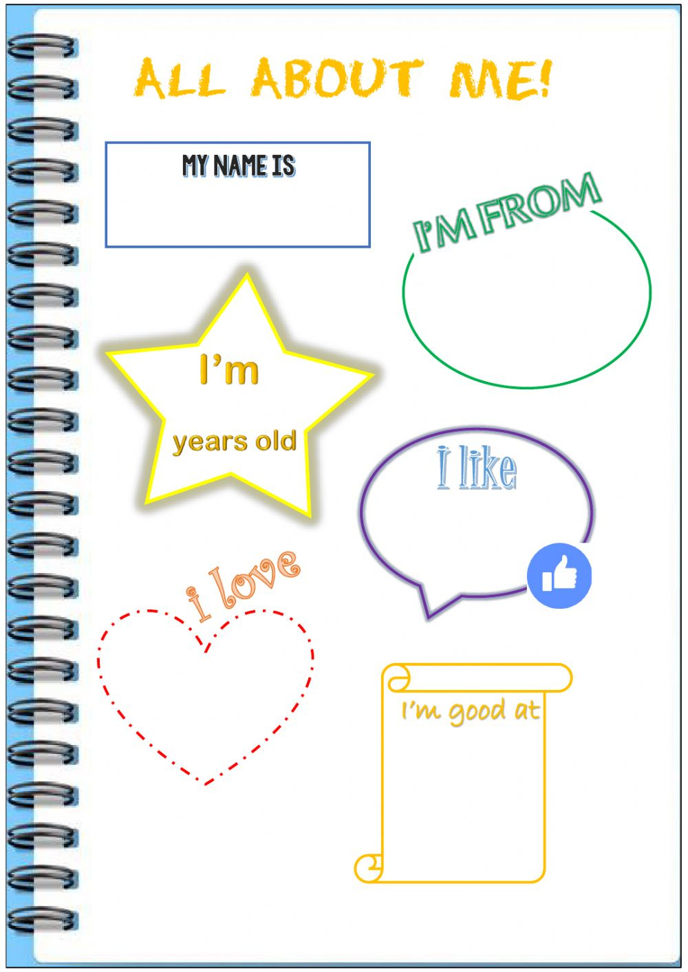 All About Me Worksheet For 3RD GRADE