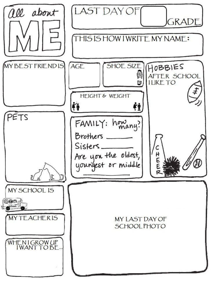 All About Me Worksheet For 6th Graders