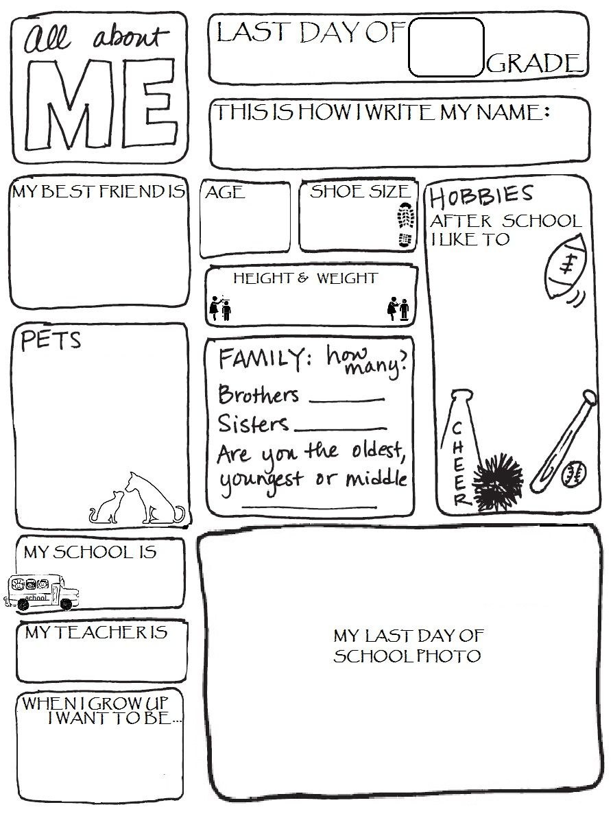 All About Me Worksheet For 6th Graders SHOTWERK
