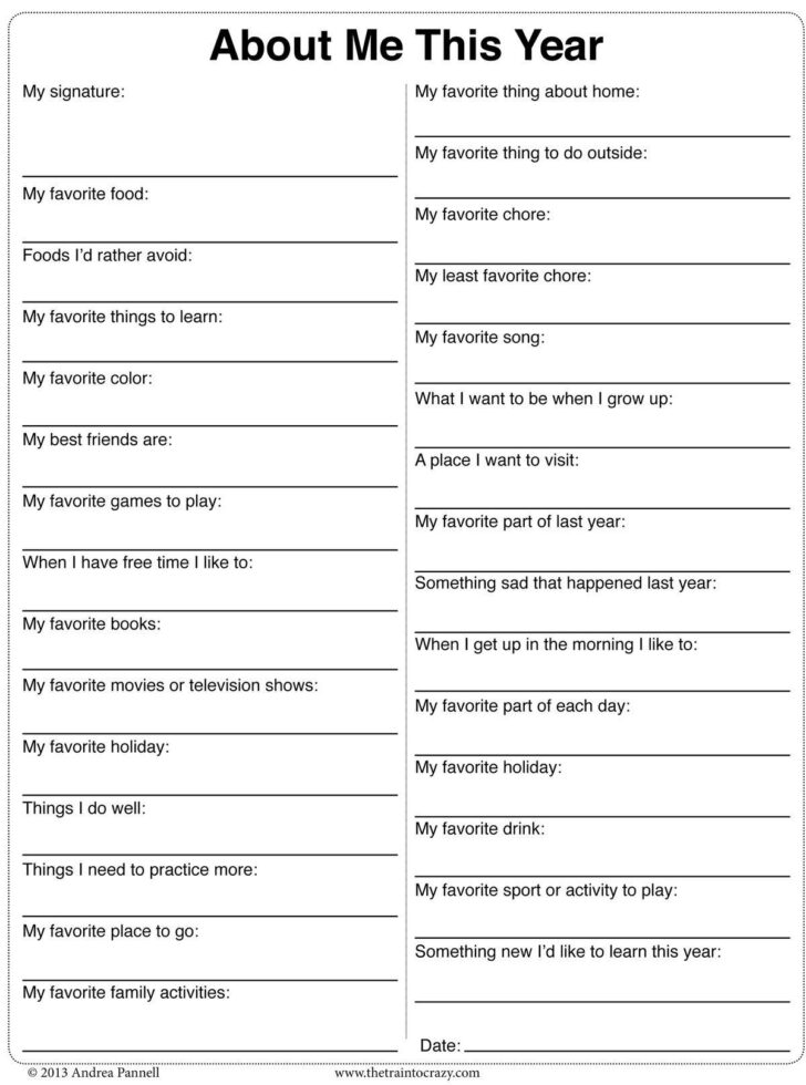 All About Me Questions For Adults Printable