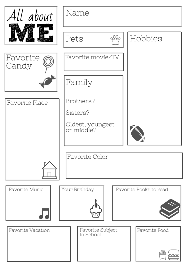 All About Me Worksheet For Middle School Students