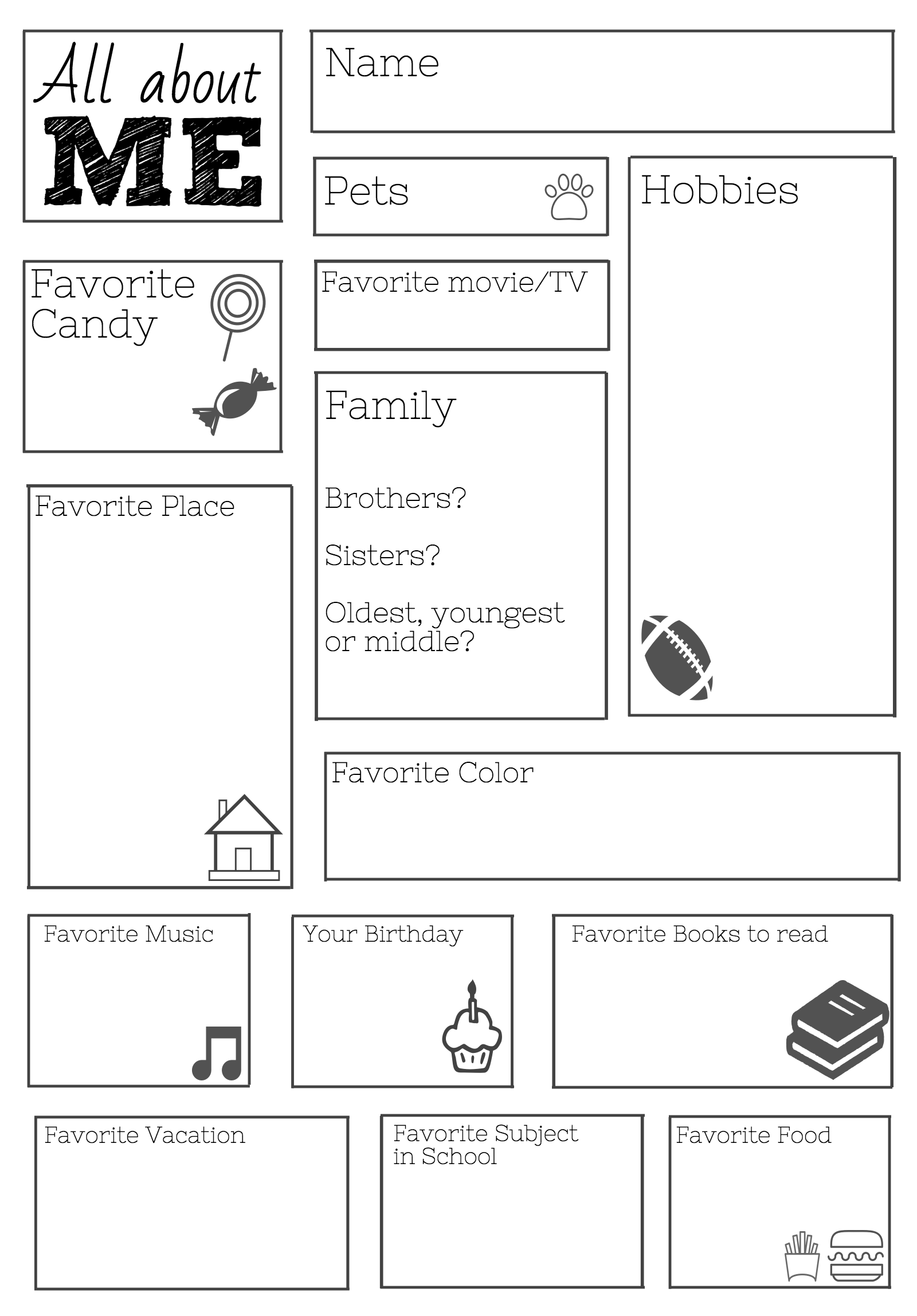 All About Me Worksheet For Middle School Students Promotiontablecovers