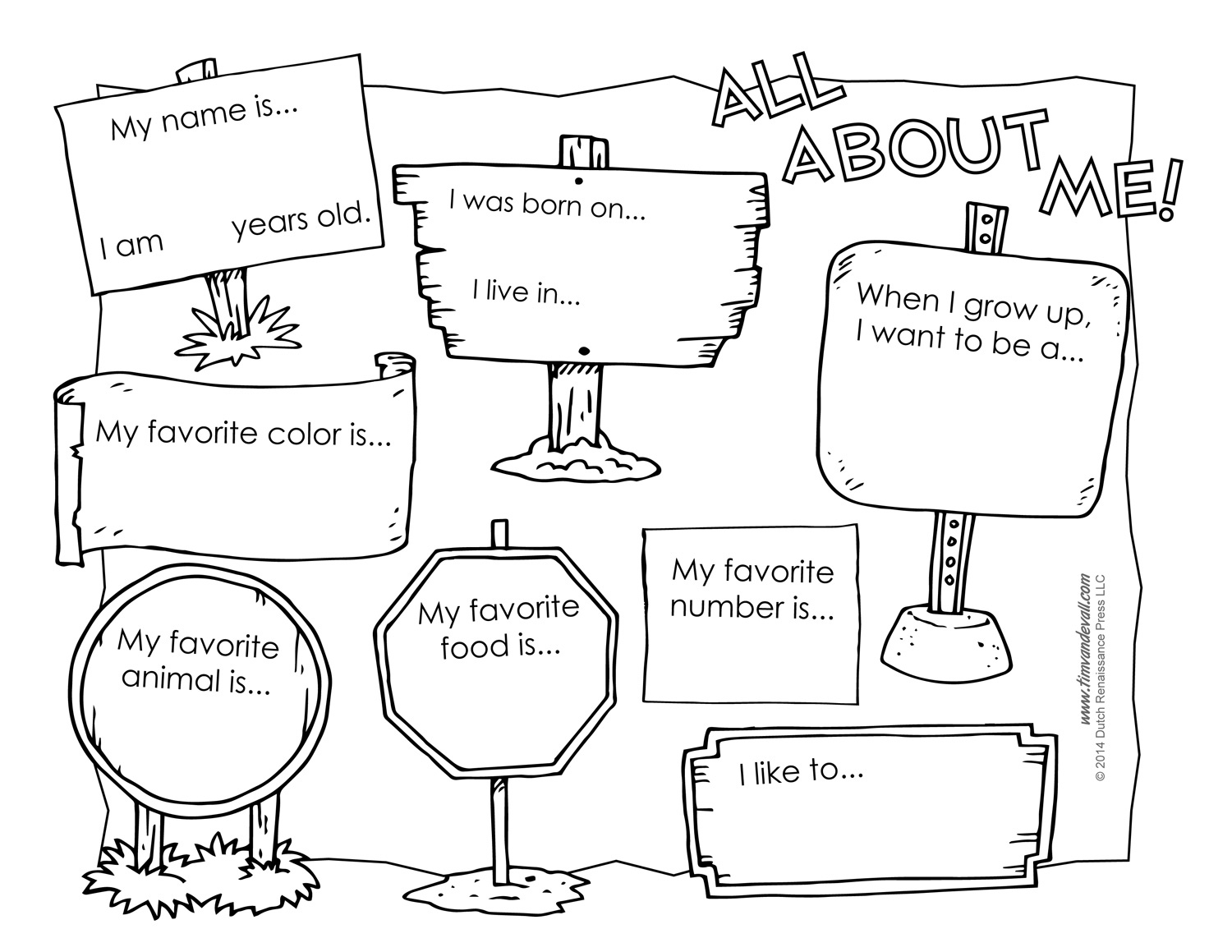 All About Me Worksheet Tim s Printables