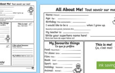 All About Me Worksheet Worksheet English French All About Me Worksheet