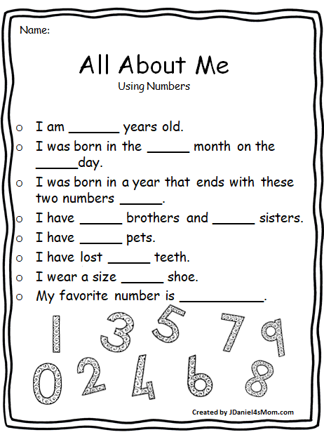 All About Me Worksheets That Explore Math Concepts