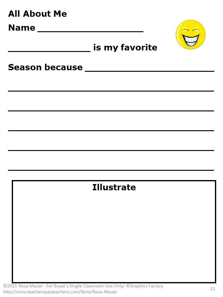 All About Me You Will Receive 14 Fill in the Blank Task Cards That Ask 