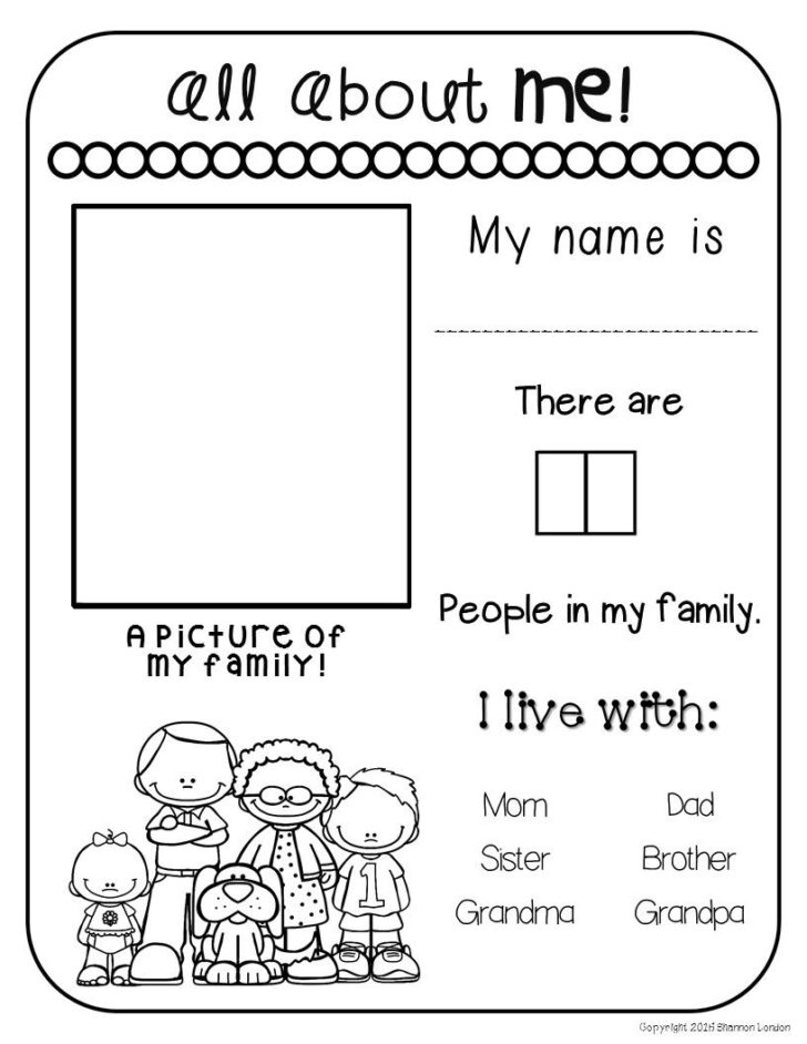 All About Me And My Family Worksheets