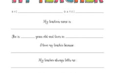 All About My Teacher Free Printable About Me Teacher Teacher