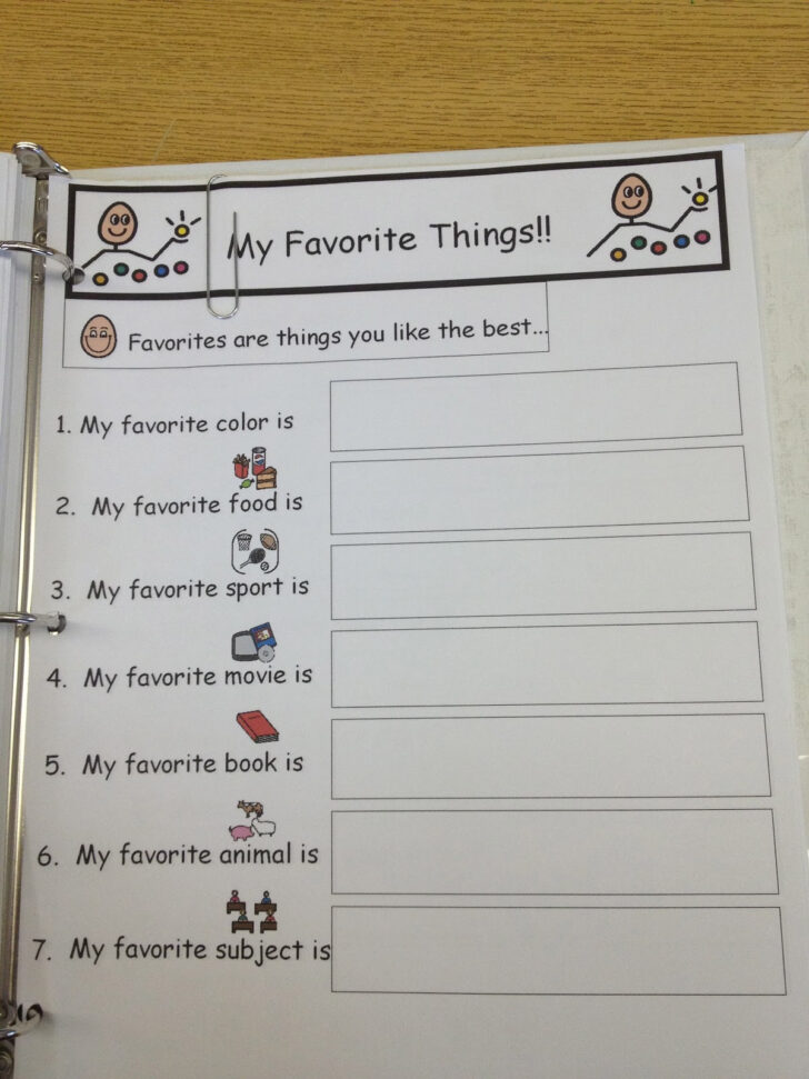 All About Me Autism Worksheet