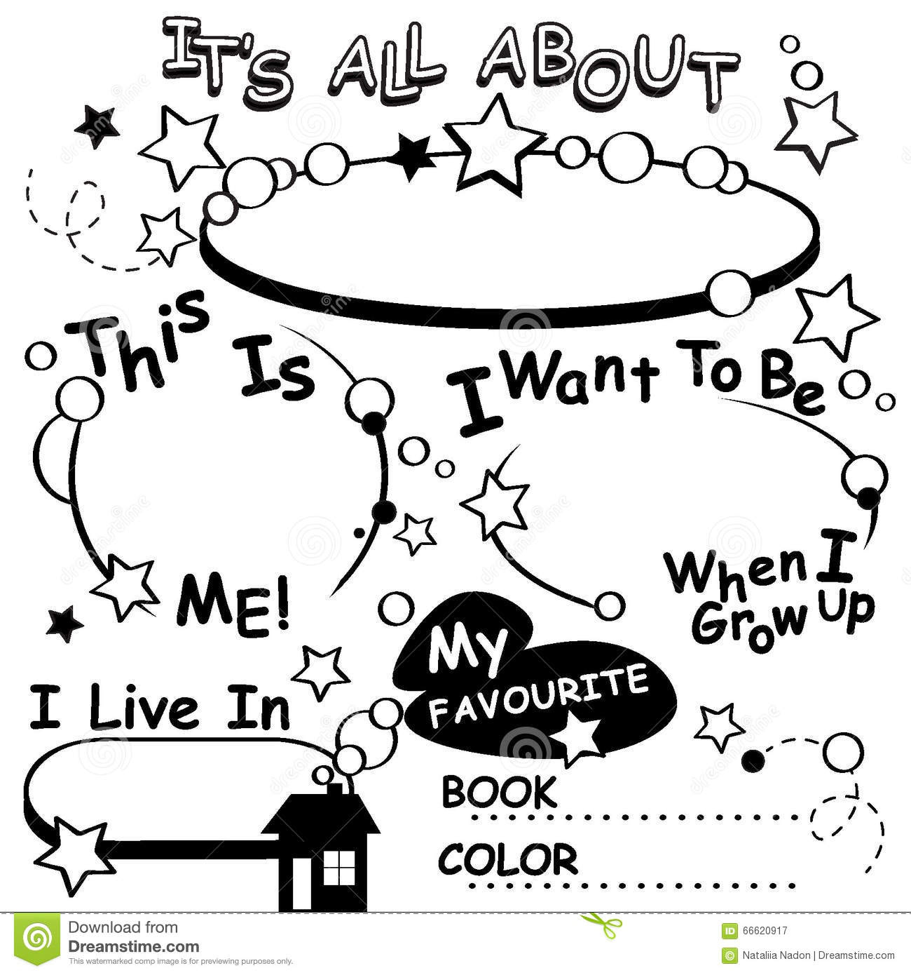 Coloring Page All About Me Vector Editable Stock Vector Illustration 