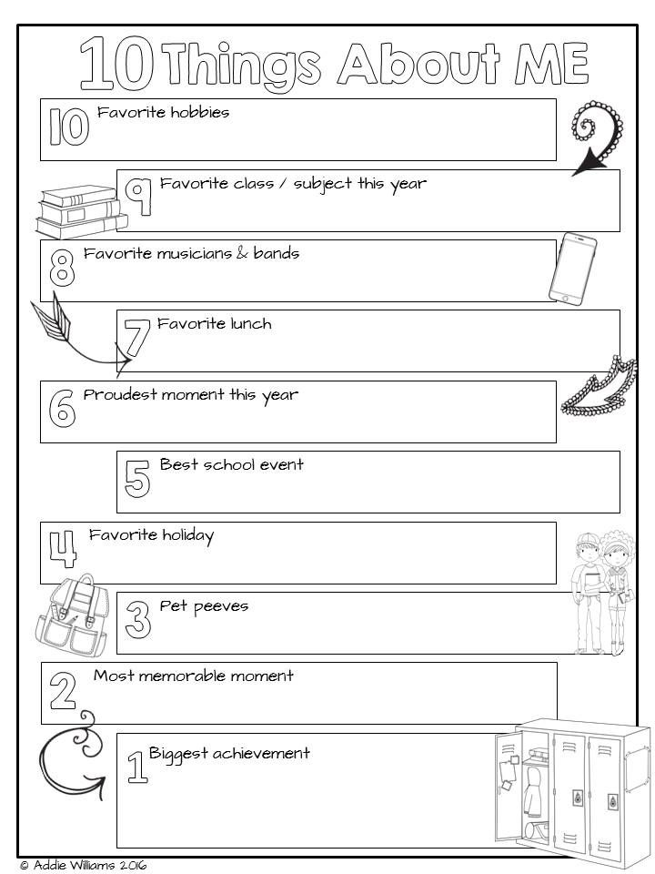Get To Know Me Worksheets For Teens