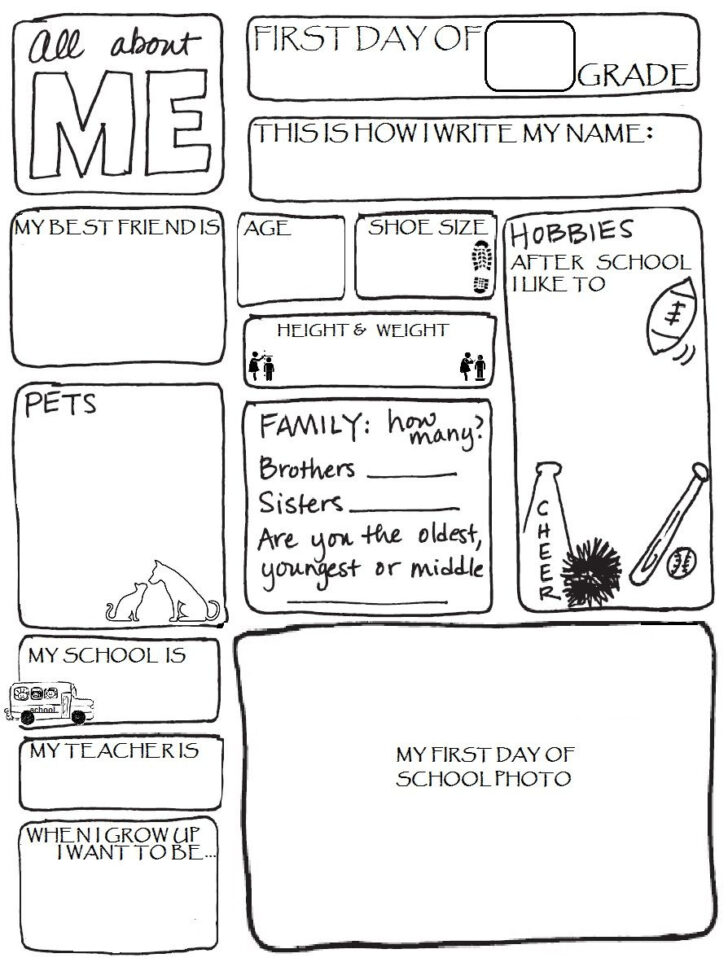 First Day All About Me Worksheet