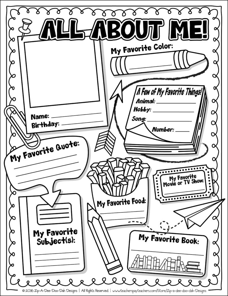 All About Me Art Worksheet