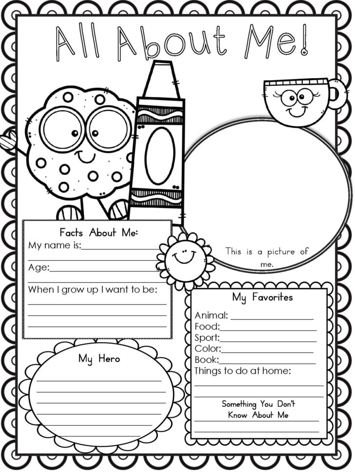 All About Me Printable Worksheet Preschool
