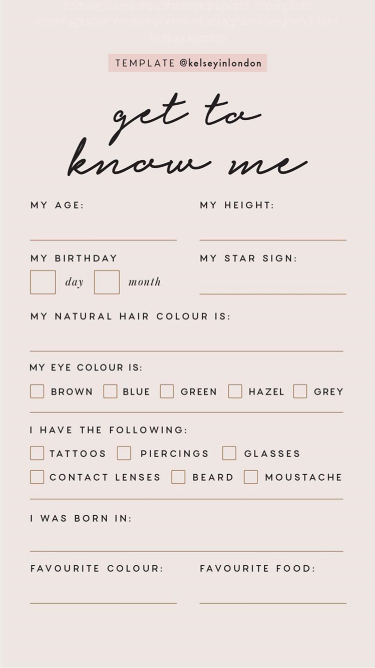 Get To Know Me Instagram Story Template By kelseyinlondon InstaStory 