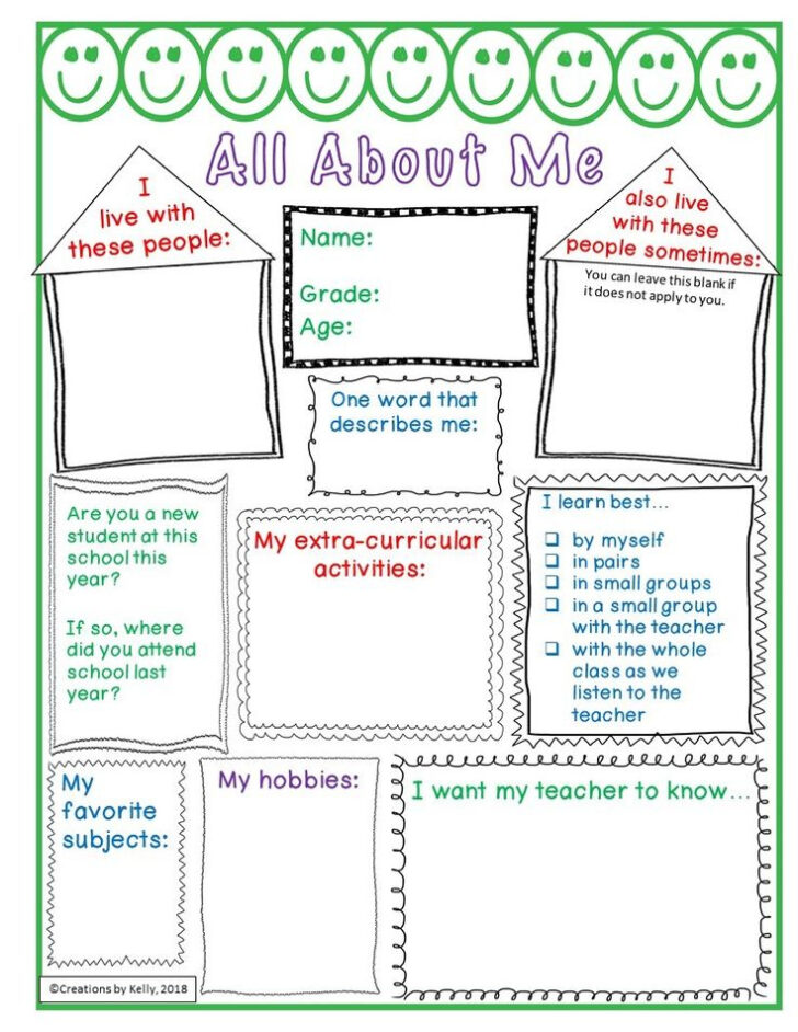 Middle School About Me Printable