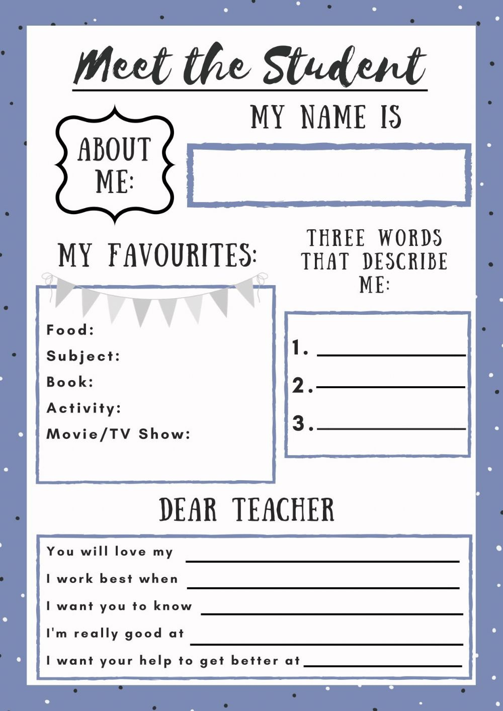 Getting To Know Your Students Worksheet