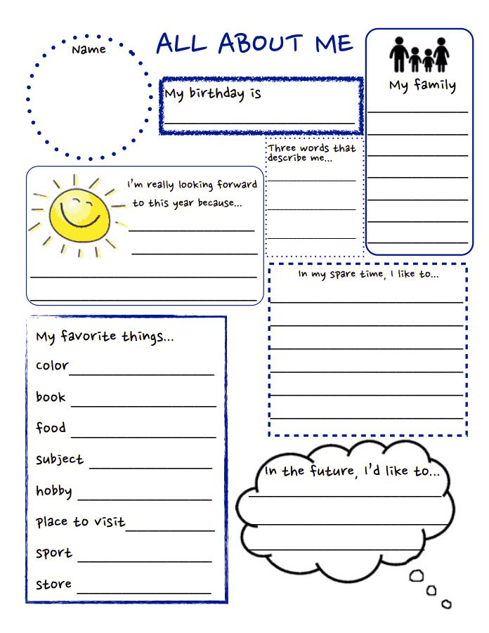 All About Me Worksheet For Middle Schoolers | All About Me Worksheets
