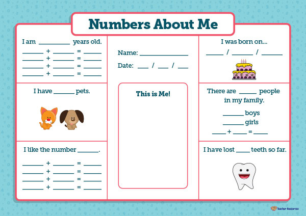 Numbers About Me Worksheet K 3 Teacher Resources