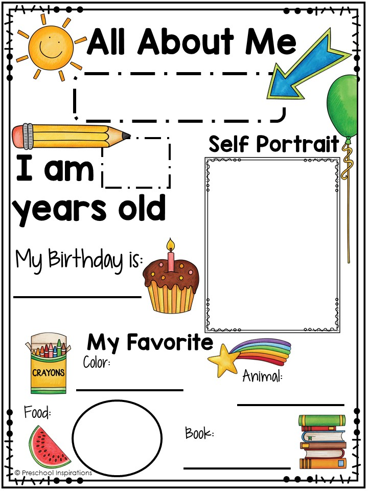 All About Me Printables Preschool