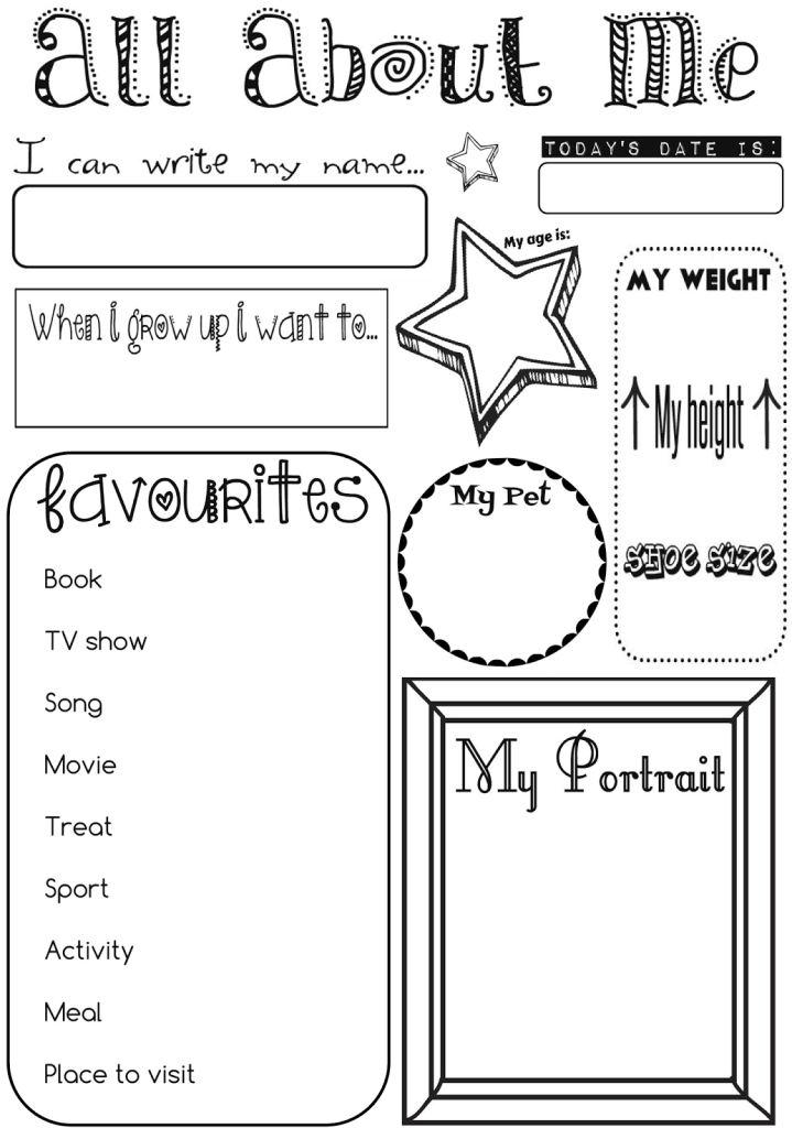 Printables All About Me Activities All About Me Printable About Me 